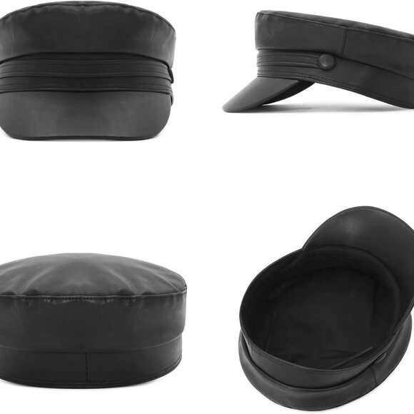 Women Fashion Newsboy Cap PU Leather Cabbie Sailor Fiddler Bakerboy Flat Gatsby - Picture 2 of 7